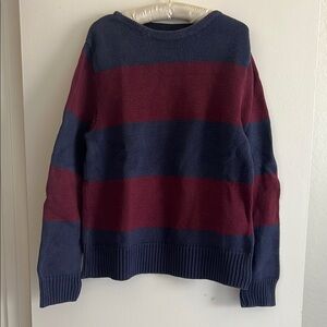 Ralph Lauren Rugby Striped Navy and Burgundy 100% cotton sweater